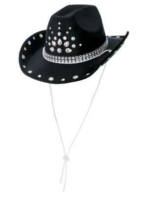 Dimantu Kovboja cepure, melna
