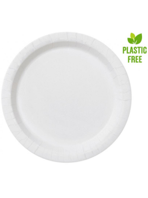 Paper plates, white, size 23 cm, 8 pcs (plastic-free)