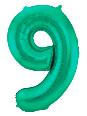 Folijas balons 9, matēts zaļš, 86 cm