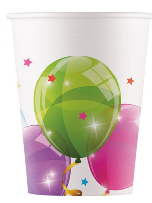 Paper cups Sparkling Balloons 200 ml, 8 pcs.