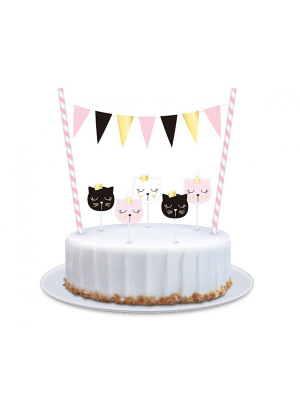 Papīra kūkas dekors Kaķis ar svecītēm