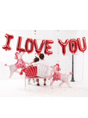 Шары из фольги "I Love You", красные, 260 х 35 см