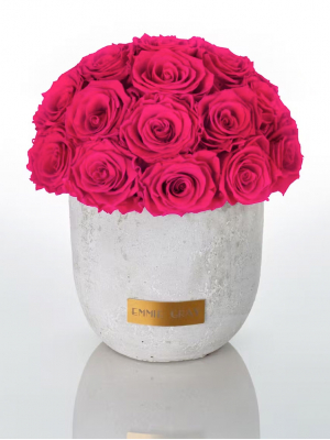 Вечные розы, тёмно-розовые. Количество роз: 25, Ваза: 14.5 x 15.5 см