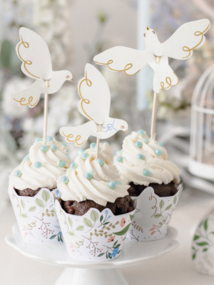Cupcake toppers - Dove, 14.5 cm, mix (1 pkt / 6 pc.)