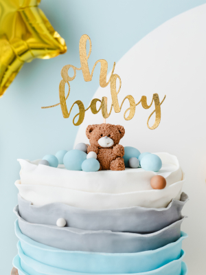 Cake topper Oh baby, gold, 25 cm