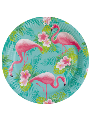 8 Plates Flamingo Paradise Round Papier 23 cm