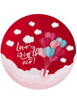 6 шт., Бумажные тарелки Love Is In The Air коллексия (красные), 18см