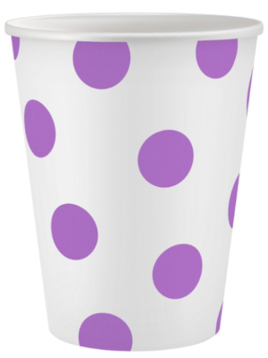 Бумажные стаканчики Polka Dots, лавандовые, 250 мл, 6 шт