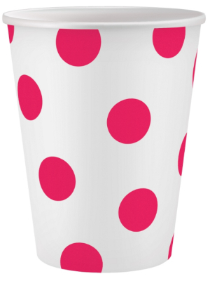 6шт, Бумажные стаканчики "Polka Dots", маджента, 250 мл