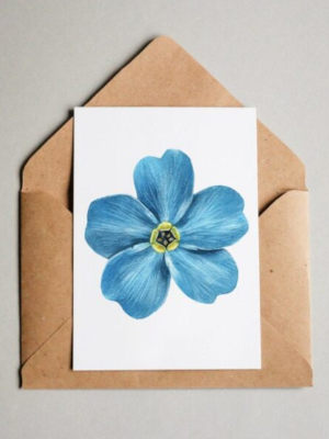 Apsveikuma kartiņa ar zilu ziedu, 105 x 148 mm