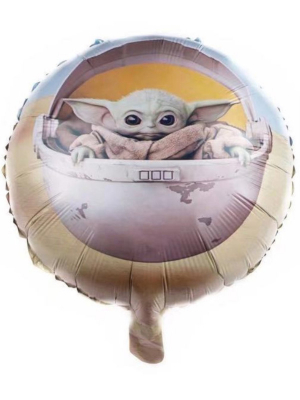 Star Wars Baby Yoda folija balons, aplis, zils, 45 cm