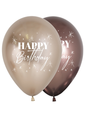 Lateksa balons, Happy Birthday, Twinkle, metalizēts hromēts