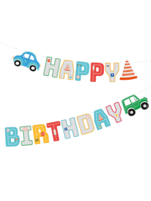 Virtene Happy Birthday - Mašīnas, 250 x 17 cm
