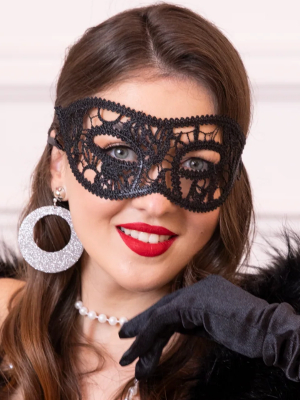 Venēcijas maska - ​​Masku balle, mežģīņu, melna, 24 x 9 cm