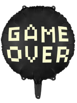 Folija balons - Game over, melns, 45 cm