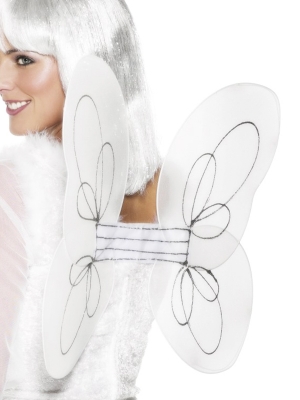 Eņģeļa vai tauriņa spārni, balti, 50 x 30 cm