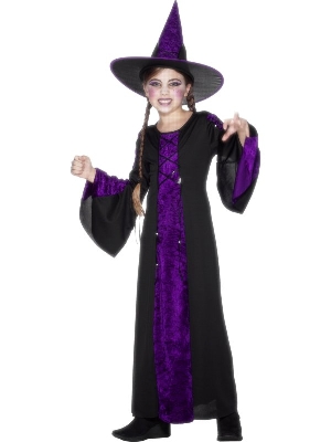 Костюм ведьмы, чёрный с фиолетовым